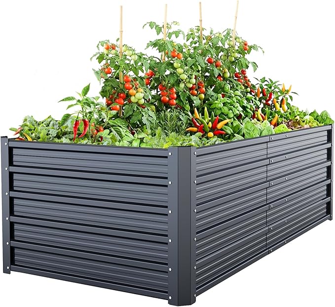 Ohuhu 6x3x1.9FT Metal Raised Garden Bed Outdoor, Reinforced Galvanized Steel Rustproof Planter Box, 100% Non-Toxic, 256 Gal Large Capacity Heavy Duty Raised Beds for Growing Vegetables Flowers Herbs