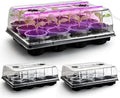 3 Pack 12 Cell Seed Starting Trays with Clear Domes and Growing Lights & 4 Inch Clear Seedling Pots 36 Pack, Plant Nursery Faster Propagation Kit 3 Sets for Seeds Vegetables Herbs