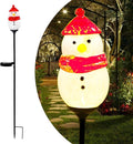 Solar Powered Garden Stake Lights Outdoor, Cute Animal Outdoor Figurine Lights Ornament Statue Decor for Pathway, Patio, Red Snowman