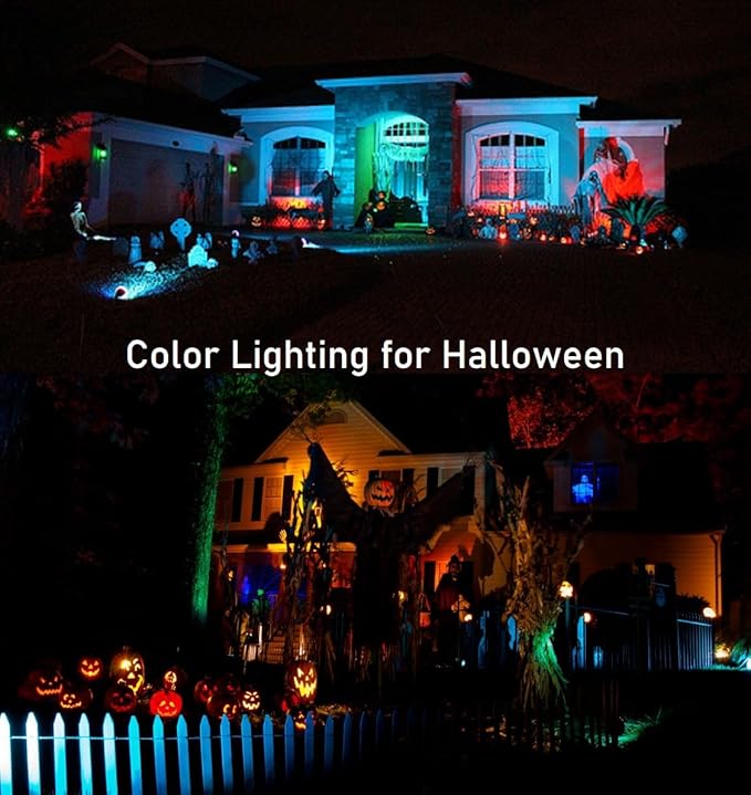 TOVEENEN Color LED Outdoor Landscape Spotlight - 120V 12W Waterproof Spot Lights for Christmas Halloween Yard House, 2 Pack