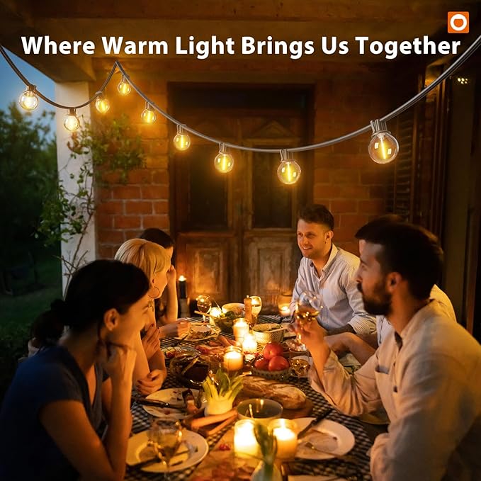 addlon 100FT Outdoor String Lights G40 with Remote, 54 LED Shatterproof Bulbs, Dimmable Patio Globe Lights Waterproof, Hanging Outside Lighting for Backyard, Garden, Deck, Balcony, Porch, Café, Decor