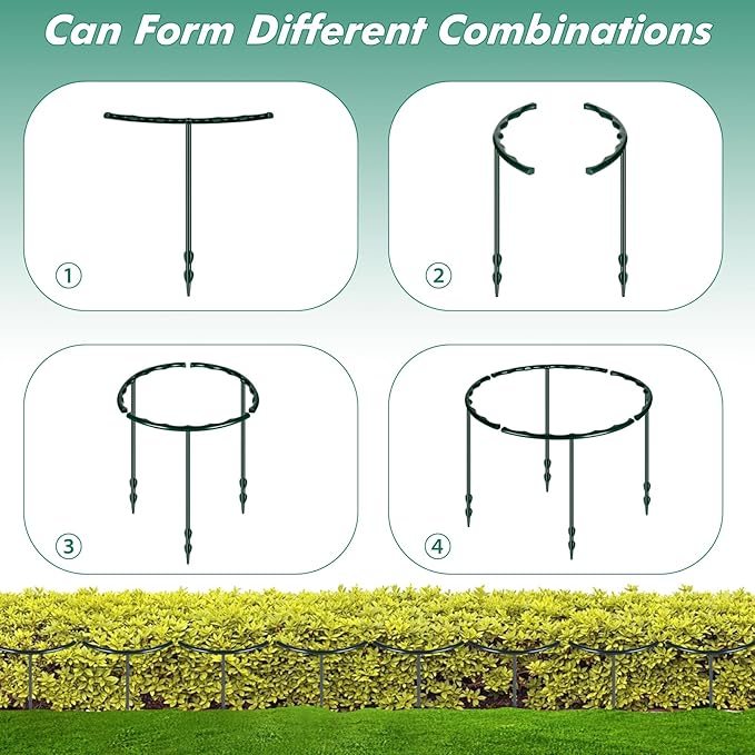 Mwellewm 10 Pack Plant Support Plant Stakes Metal Half Round Search Support Ring Small Plastic Cage Holder Short Stem Flower Pot Climbing Trellis for House Flower Vegetable Indoor Leafy(5.7 x 5.9nch)
