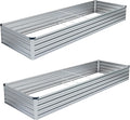 2PCS 8x4x1FT Galvanized Raised Garden Bed Kit,Vegetable Boxes-Rectangle Metal Flower Box,Large Planter Raised Beds Outdoor Garden for Planting,Fruit,Herb-Silver