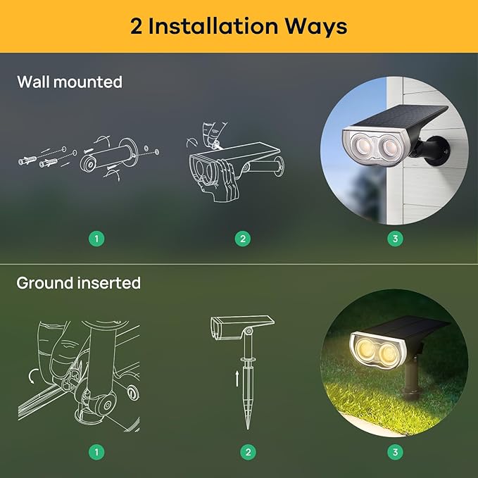 Linkind Solar Lights Outdoor StarRayS, Bright Solar Spot Lights Outdoor, IP67 Waterproof Spotlights for Landscape Garden Yard Walkway Patio Tree（Warm White, 10 Pack