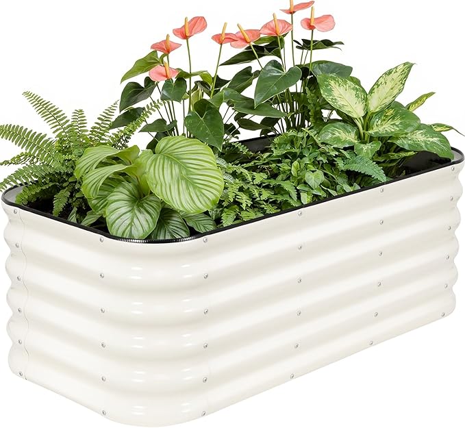 4×2×1.4FT Galvanized Raised Garden Bed Outdoor, Metal Raised Garden Bed Kit, Large Planter Raised Beds, 3 In1 Modular Raised Planter Box Outdoor,Raised Beds for Gardening for Vegetables Flowers Herbs