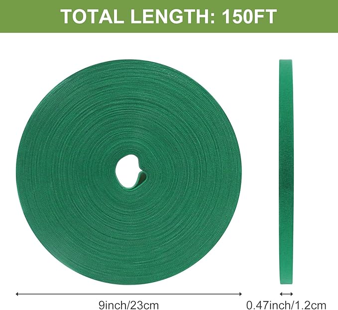 SumDirect Plant Tape 150 ft Plant Ties for Climbing Plants Garden Twist Ties Plants Adjustable Reusable Hook and Loop Tape for Plants, Flowers, Vines and Tree (150 ft x 1/2 in)