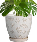Ceramic Planter 8 Inch - White Plant Pot with Drainage Hole and Saucer Modern Flower Pot for Indoor Outdoor Plants