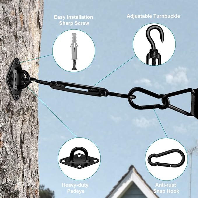 Sun Shade Sail Hardware Kit 6 Inch for Rectangle & Triangle Shade Sail Install, Stainless Steel ShadeSail Fixing Accessories for Outdoor Patio Canopy Garden, Heavy Duty Awning Attachment 40 Set