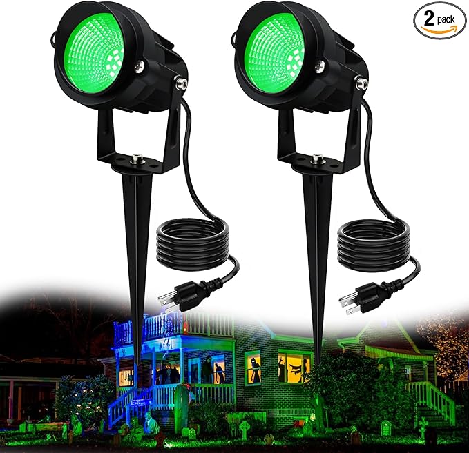 Christmas Spot Lights Outdoor Landscaping Spotlight,12W Green LED Landscape Lighting for Yard Garden St. Patrick's Day Flag Decoration,2Pack