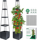 MQUPIN Tomato Planter Box with Trellis for Garden, 57 Inch Self-Watering Raised Garden Bed, Patio Tomato Cage for Climbing Vegetables & Flowers, Upgraded Tomato Pot for Indoor Outdoor Use (2 Pack)