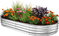 TATAANTY Raised Garden Bed for Outdoor: 4x2x1ft Durable Metal Vegetable Plant Container Kit - Oval Planter Box for Gardening Flower Trough Galvanized - 1 Pack