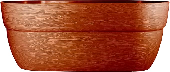 EMSCO Group Bloomers Railing Planter with Drainage Holes – 24" Weatherproof Resin Planter – Terracotta