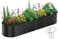 Garden Box Raised Flower Bed Galvanized Metal Planter Round Raised Garden Bed Kit for Gardening Outdoor 1PC Black 8X2X1FT