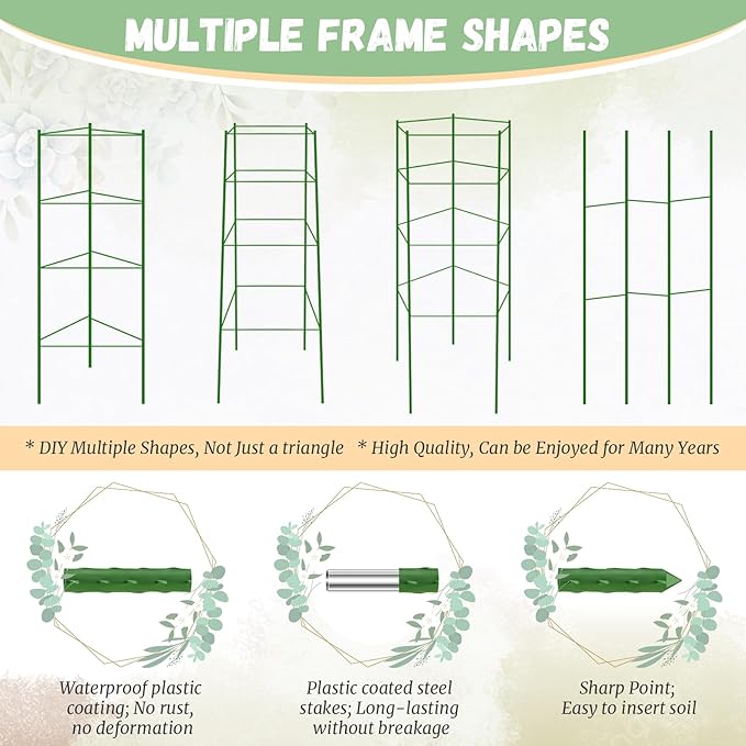 Legigo 8-Pack Tomato Cage for Garden Plant Support- Up to 48inch Garden Stakes Tomato Cage, Tomato Trellis for Potted Plants, Tomato Cages Plant Stakes for Climbing Vegetables Plants Flowers