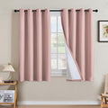 H.VERSAILTEX Linen Curtains 100% Blackout Curtains for Bedroom 54 inch Long Full Light Blocking Nature Linen Blended Window Curtains for Living Room Nickel Grommet (2 Panels, Heathered Baby Pink)