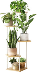 Tall Plant Stand Indoor 5 Tiered Plant Shelf for Multiple Plants Coner Shelf Stand Wood Plant Stand Metal Shelving for Living Room Bedroom Balcony Patio White