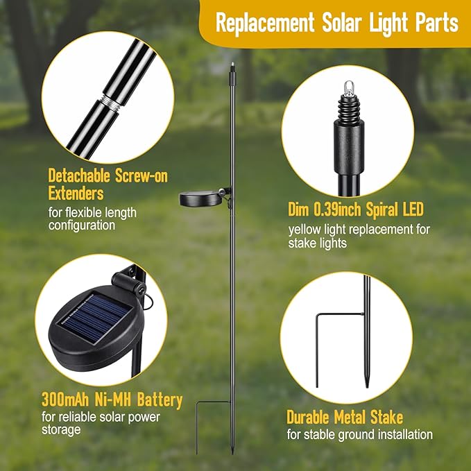 6 Pack Solar Stake Lights Outdoor Decorative Metal Ground Pathway LED Stake Lights Replacement Stakes Built-in Rechargeable Battery for Lawn Patio Yard Outdoor Garden Decor
