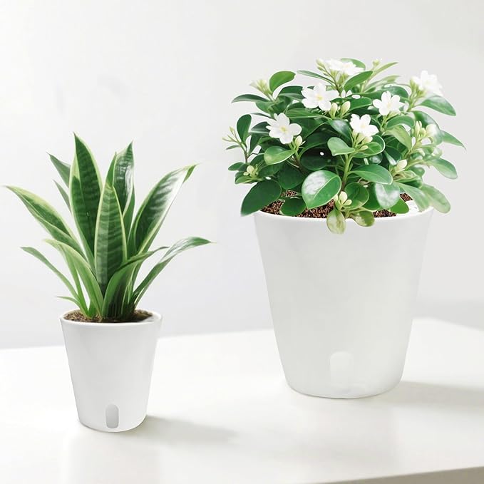 TCBWFY 5 Inch Self Watering Pots for Indoor Plants,5 Sets Self Watering Planter Pots with Visual Water Level Window and Multiple Vents,Self Watering Plant Pot for All House Plants,Flowers,Herbs