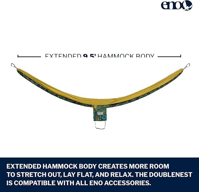 ENO, Eagles Nest Outfitters DoubleNest Lightweight Camping Hammock, 1 to 2 Person, Special Edition Colors, ATC