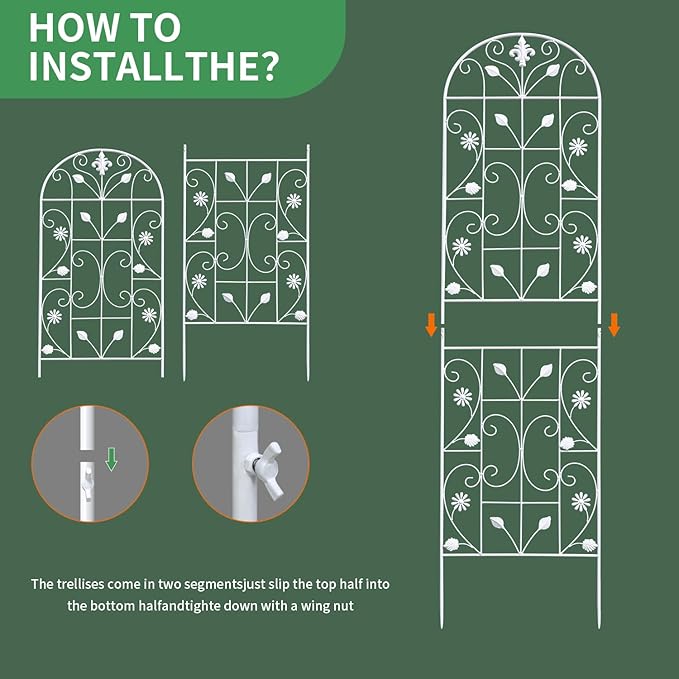 Trellis for Climbing Plants Outdoor, （2 Pack 70.8x19.6-inch）, Generic Metal Garden Trellis, Rustproof, Easy Assembly,（White）