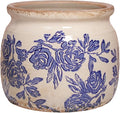Chinoiserie Ceramic Plant Pot for Garden Decor, 6.29in Rustic Farmhouse Planter with Drainage Hole for House Plants, Blue and White Vase for Centerpiece, Kitchen & Office Decoration, Plant Lover Gifts