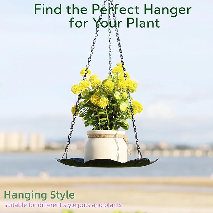 Hanging Planter for Indoor Outdoor, Plant Hanger, Hanging Plant Holder, Plant Pot Shelf Basket for Window Wall Ceiling Garden with Chains and Hooks, 2Pcs (Leaf)