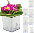 Planterhoma Self Watering Plant Pots for Indoor Plants 4.3 inch, 6 Packs Square Self-Watering Planters with Drainage Hole, White African Violet Pots for Devil's Ivy, Spider Plant, Orchid, Herb