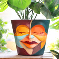 GUGUGO 8 Inch Abstract Rainbow Head Planter, Unique Face Plant Pot with Drainage, Cute Eclectic Flower Planters Pots for Indoor & Outdoor Plants, Colorful Funny Room Decor