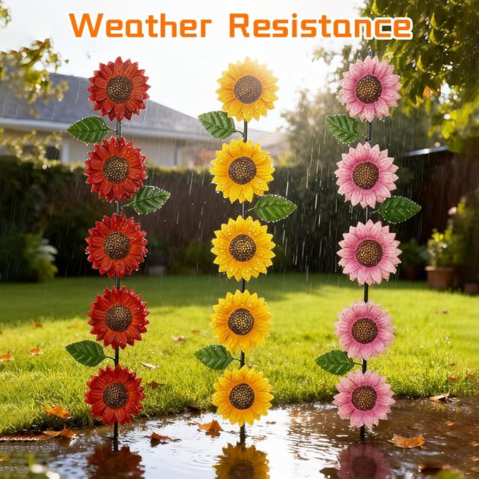 3 Pack Sunflowers Garden Stakes Decor,Metal Yard Art Decorative Garden Stakes,Metal Flowers Spring Garden Decor for Outside,Landscape,Patio(22.6 * 4.7IN)