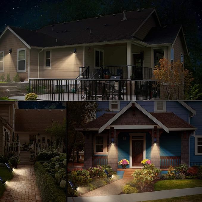 URPOWER Solar Lights Waterproof Solar Lights Outdoor 2-in-1 Adjustable Solar Spotlight Wall Light Auto On/Off Solar-Powered Landscape Lighting for Garden Yard Pathway Swimming Pool (4Pack, Warm White)