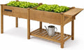 Raised Garden Bed with Legs Outdoor,Elevated Garden Box,Storage Shelf, Protective Liner for Backyard,Patio,Balcony,80x23x30in (Brown)