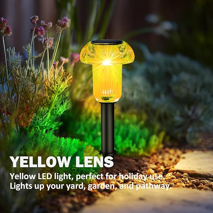 Easter Solar Pathway Lights Outdoor Decorative 8 Pack, 4 color LED Mushroom Solar Lights Outdoor Waterproof Solar Powered Decor for Yard Driveway Patio, Valentines Day Halloween Christmas Garden Decor