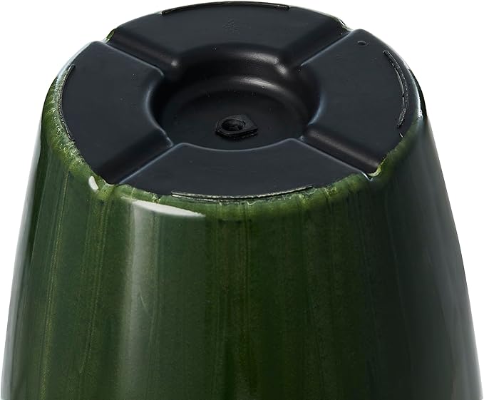 Glitzhome 23.5" H Large Tall Planter for Outdoor Plants,Set of 2 Plastic Tall Planters with Drainage Holes,Round Tapered Faux Ceramic Gradient Green Flower Tree Pots for Porch Patio Indoor Outdoor