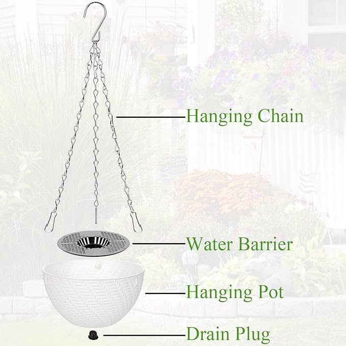 Foraineam 10 Pack Mini Hanging Planters Garden Self-Watering Flower Plant Pot Container Succulent Planter Pots with Hanging Chain