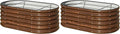 SnugNiture 4x2x1.5ft Raised Garden Bed Outdoor, 17" Tall Galvanized Metal Planter Box, Oval Raised Garden Bed Kit for Planting Vegetables Plants Fruits, Brown (Pack of 2)