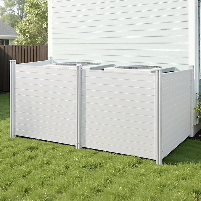 VEVOR Outdoor Privacy Screens, 50" W x 50" H Air Conditioner Fence, Pool Equipment Enclosure, Horizontal Vinyl Privacy Fence, Perfect to Enclose Trash Can and A/C Units (4-Panel)