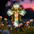Solar Cross Garden Stake Lights for Outdoor Garden,Cemetery,and Yard Decor,Angel Wings Cross Solar Christmas Lights Outdoor,Memorial Gifts Angel