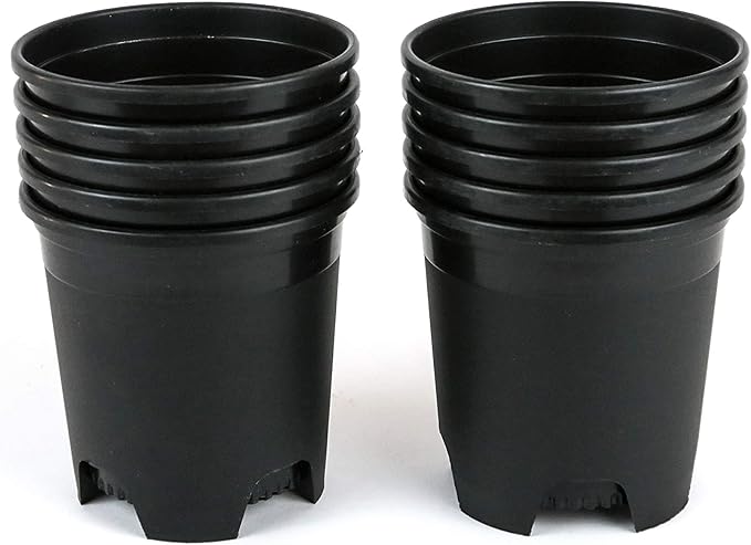 4.5 Inch Nursery Pot Plastic Planters for Outdoor Indoor Plants Gardening Flower Pots 0.35 Gallon 10-Pack Black Pot Liners with Drainage Holes