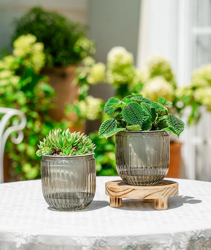 Melphoe Self Watering Pots for Indoor Plants Planter, 4.3 Inch 2 Pack Planters Self Watering Plant Pots for Flower, Houseplants, Succulent, African Violets and Cactus with Drainage