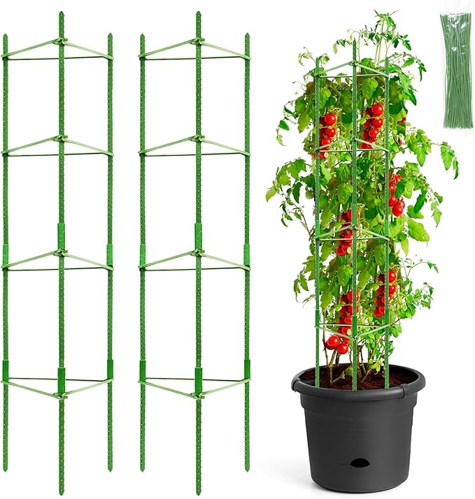 Legigo 2-Pack Tomato Cage for Garden Plant Support- Up to 63inch Garden Stakes Tomato Cage, Tomato Trellis for Potted Plants, Tomato Cages Plant Stakes for Climbing Vegetables Plants Flowers