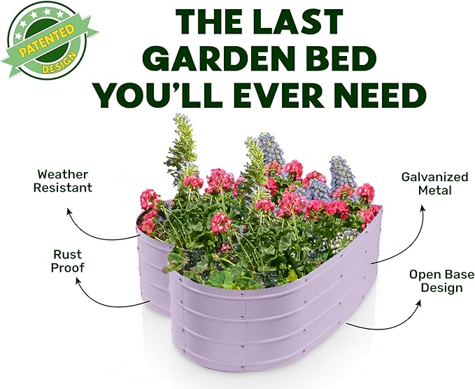 Plant & Plot Galvanized Raised Garden Beds Outdoor // Planter Raised Beds for Gardening, Vegetables, Flowers // Large Metal Garden Box (Lavender) // Tool-Free Assembly