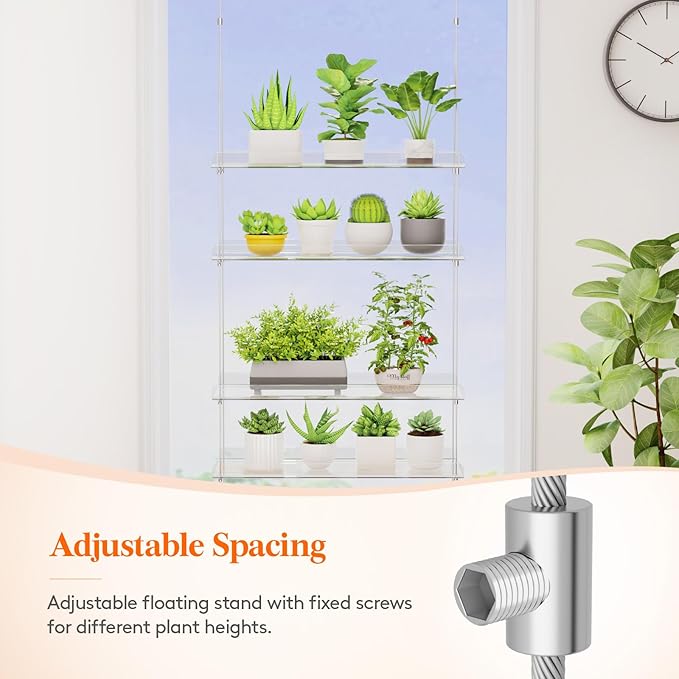 Lifewit 3-Tier Window Plant Shelves 15", Acrylic Adjustable Hanging Floating Shelf, Window Sill Extender for Succulent Plants, Micro Greens, Seed Starter Pots, Herb Planters 38 x 15 cm/15x6