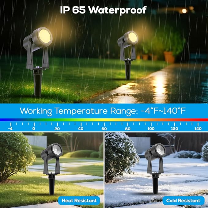 ZYAN Low Voltage Landscape Lights LED Landscape Lighting with Sensor, IP65 Waterproof Outdoor Spotlights for Yard Garden, Plant Tree Spoltights Dimmable with Timer, Auto ON/Off (2 Pack)
