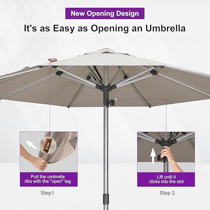 PURPLE LEAF 3-Piece Patio Chaise Lounge Set with Market Umbrella Adjustable Outdoor Recliners for Pool, Patio and Garden Nurture Shale