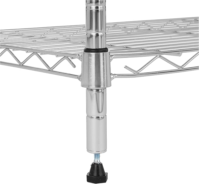 Amazon Basics 5-Shelf Tower Adjustable Storage Shelving Unit, Chrome, 16" x 16" x 54", 150 lbs Per Shelf | Tower, Adjustable