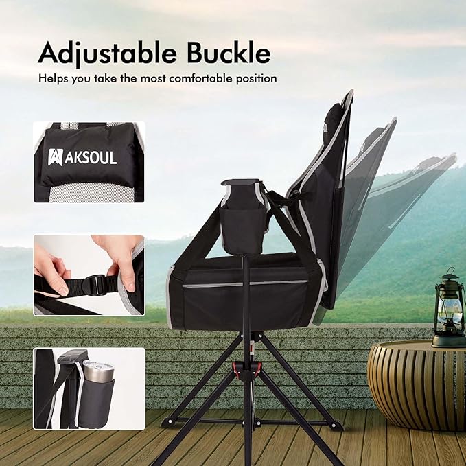 AKSOUL Hammock Camping Chair Swinging: Foldable & Portable Swing Chairs with Storage Bag - 265lbs Adult Weight Capacity - Folding Rocking for Lawn Camp Stargazer Outdoor