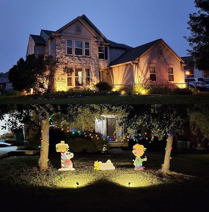 TOVEENEN LED Outdoor Landscape Spotlight 120V 12W Waterproof Spot Lights for Yard House Garden Christmas Lighting, 3000K Warm White, 2 Pack