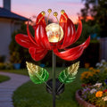 Solar Lights Outdoor Garden Decor, Solar Wind Spinner Yard Decorations Gifts for Outside, Lotus Windmill Pathway with LED Cracked Crystal Ball Waterproof Flower Sculpture for Patio Lawn