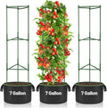 ANPHSIN 3 Sets Tomato Cages with 7 gal Grow Bags - 47'' Stable Plant Garden Planters, Flexible Vegetable Trellis for Balcony Deck Yard Tomatoes Peppers Eggplants Flowers
