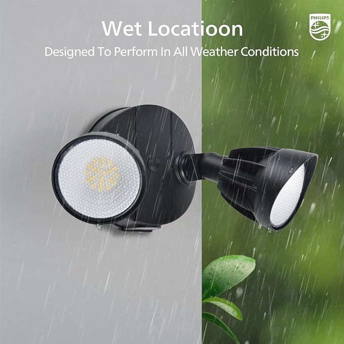 Philips Dusk to Dawn 44W 3500LM LED Security Flood Lights Outdoor, 5000K Daylight, Wet Location, Dual Adjustable Heads Aluminum Wall Light for Yard Garage Porch
